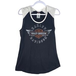 Harley-Davidson Womens Sleeveless Raglan Graphic Tank Top Portland OR Black L